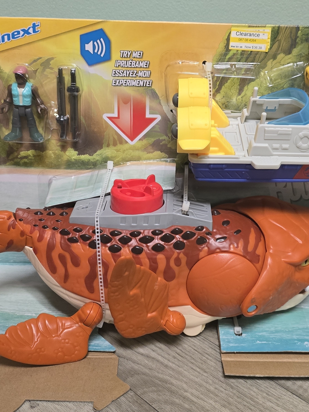 Mattel Orange and Yellow Crocodile Boat Playset